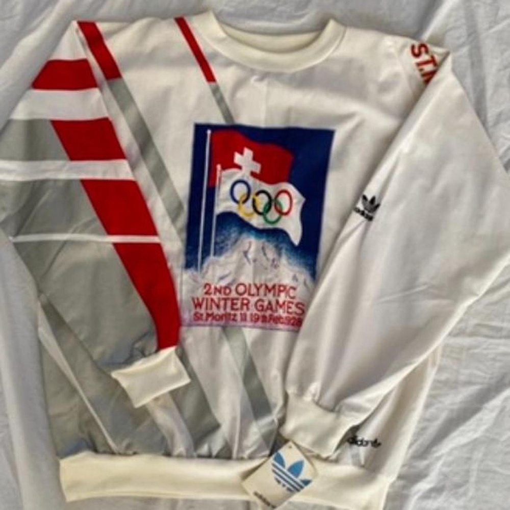 Adidas 1928 vintage white and red second winter games sweatshirt.